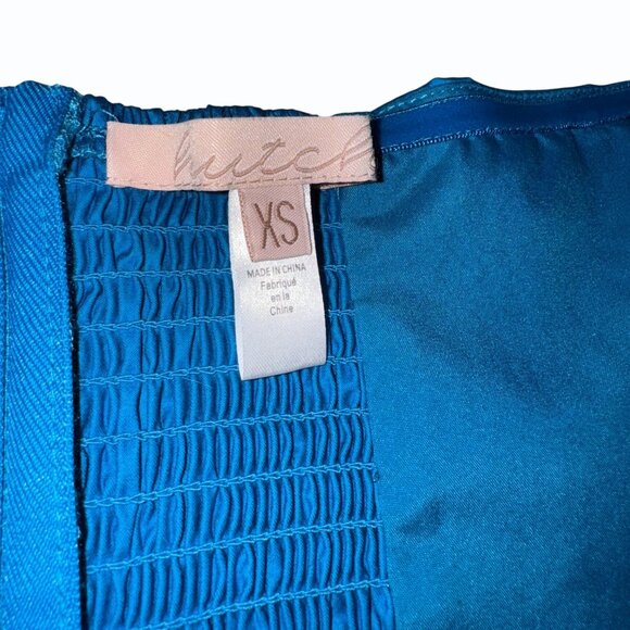 Anthropologie Hutch Bow Tube Top Womens XS Strapless Blue Smocking Zipper - Picture 7 of 8